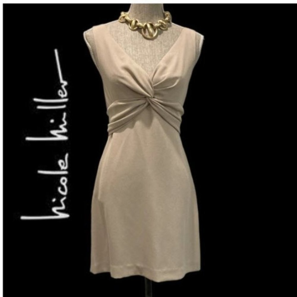 Nicole Miller Cream Cocktail Ruch Dress 8 medium​